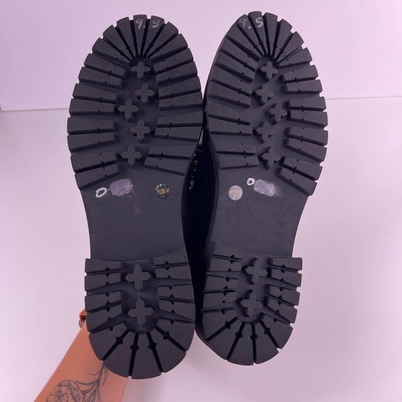 Jessica Simpson Disila Slip-On Leather Chunky Loafer Gold Chain Lug Women's 9.5 - Picture 8 of 10